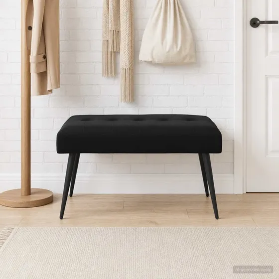 vidaXL Bænk med knap-tufting, sort, 80 x 40 x 46 cm