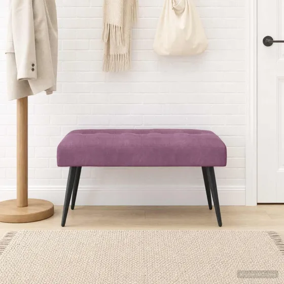 vidaXL Bænk med knap tufting Lilla 80 x 40 x 46 cm Velour