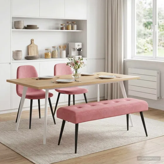 vidaXL Bænk med knap-tufting Lyserød 110x40x46 cm Velour