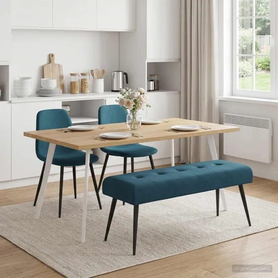vidaXL Bænk med knap-tufting, blå, 110 x 40 x 46 cm