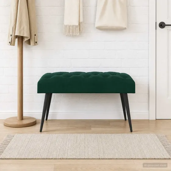 vidaXL Bænk med knap tufting, mørkegrøn, 80 x 40 x 46 cm