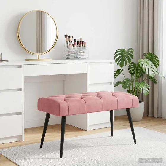 vidaXL Bænk med knap-tufting Lyserød 80x40x46 cm