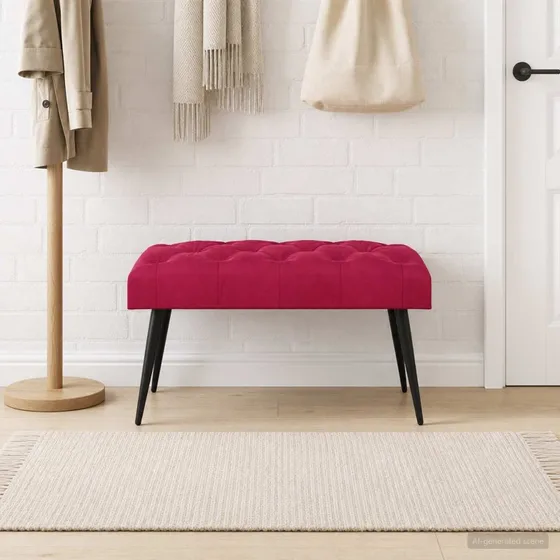 vidaXL Bænk med knap tufting, vinrød, 80 x 40 x 46 cm