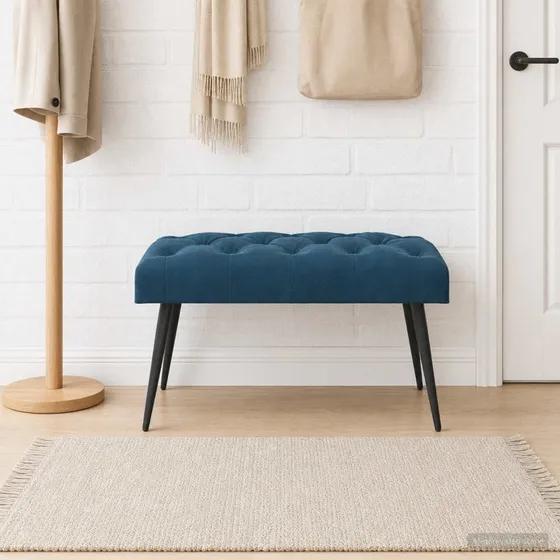vidaXL Bænk med knap tufting, blå, 80 x 40 x 46 cm