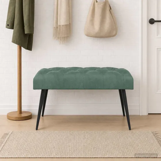 vidaXL Bænk med knap-tufting, havgrøn, 80 x 40 x 46 cm