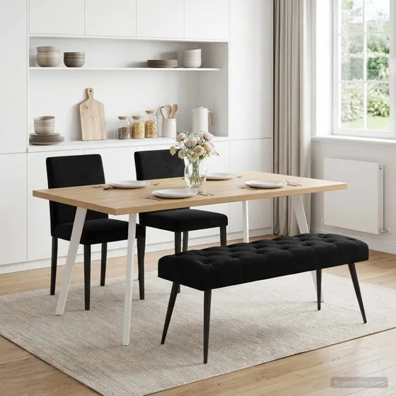 vidaXL Bænk med knap-tufting, sort, 110 x 40 x 46 cm