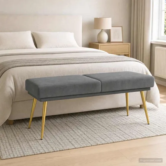 vidaXL Dobbeltlagret Bænk Mørkegrå 120x45x46 cm Velour