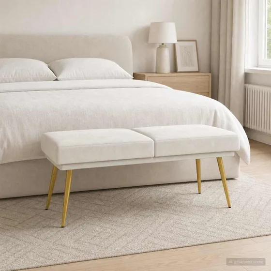 vidaXL Dobbeltlagret Bænk Creme 120x45x46 cm Velour