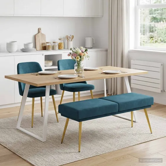 vidaXL Dobbeltlagret Bænk Blå 120x45x46 cm i Velour