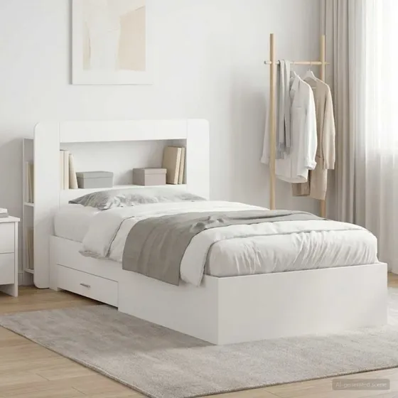 vidaXL Sengestel med Opbevaring, Hvid, 80 x 200 cm, Konstrueret Træ
