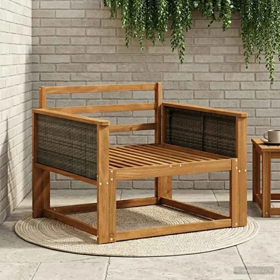 vidaXL Udendørs Mellem Sofa i Massivt Akacietræ, Naturfarvet