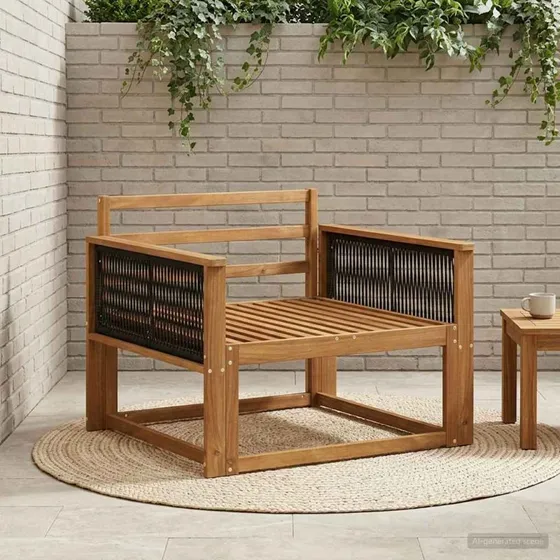 vidaXL Udendørs Mellem Sofa i Massivt Akacietræ, Naturfarvet