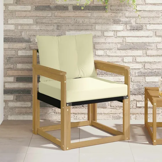 vidaXL Udendørs Sofa Massiv Akacietræ Hvid/Creme