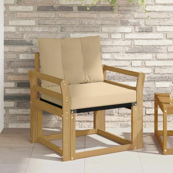 vidaXL Udendørs Sofa Massiv Akacietræ Hvid & Beige