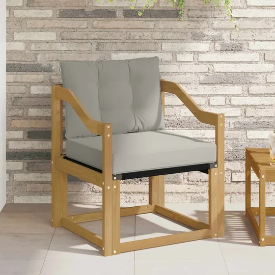 vidaXL Udendørs Sofa Massivt Akacietræ Hvid/Lysegrå