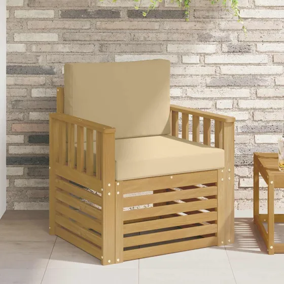 vidaXL 2-stks Udendørs Sofagruppe Akacietræ Hvid/Beige