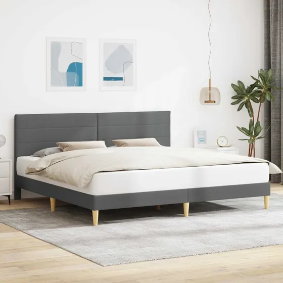 vidaXL Sengestel med Hovedgærde, Mørkegrå, 180 x 200 cm