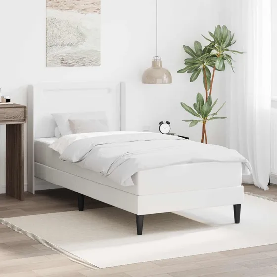 vidaXL Sengeramme med madras Hvid 90 x 190 cm Kunstlæder
