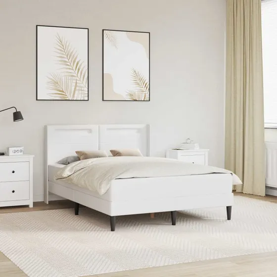 vidaXL Sengeramme med madras Hvid 160 x 200 cm Kunstlæder