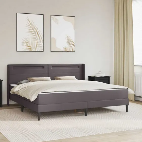 vidaXL Sengeramme med madras Grå 180 x 200 cm Kunstlæder