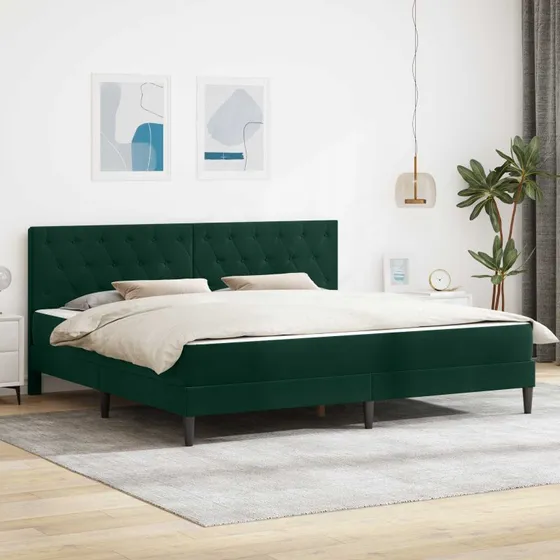 vidaXL Sengeramme med madras Mørkegrøn 180x200 cm