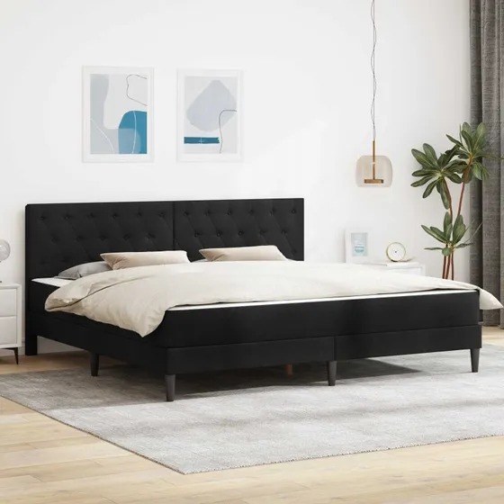 vidaXL Sengeramme med Madras og Hovedgærde, Sort, 180 x 200 cm