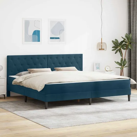 vidaXL Sengeramme med madras og hovedgærde, blå, 200 x 200 cm