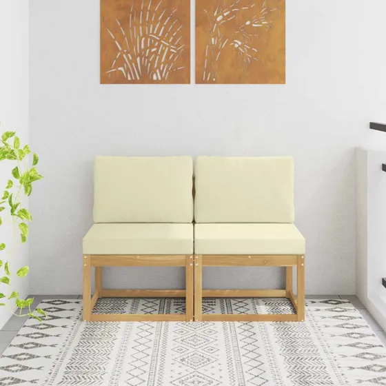 vidaXL 2 Stk Mellemsofa Akacietræ Hvid