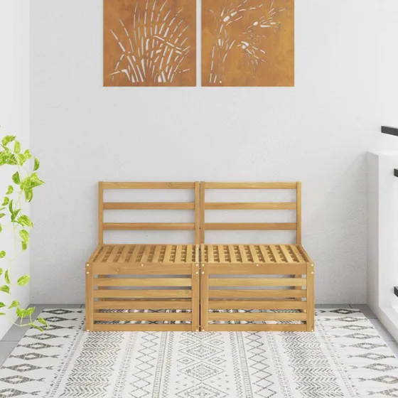 vidaXL 2 Stk Udendørs Mellem Sofa Akacietræ Hvid