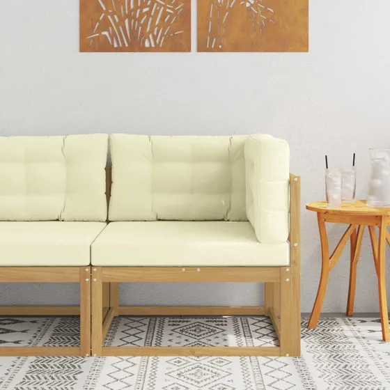 vidaXL Udendørs Hjørnesofa Akacietræ Hvid Creme