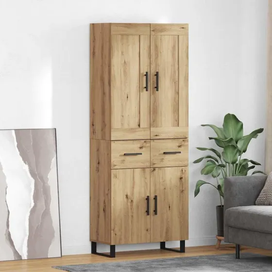 vidaXL Artisan Egetræ Highboard 69,5 x 34 x 180 cm