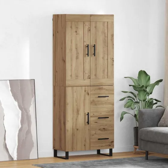 vidaXL Artisan Egetræ Highboard 69,5 x 34 x 180 cm