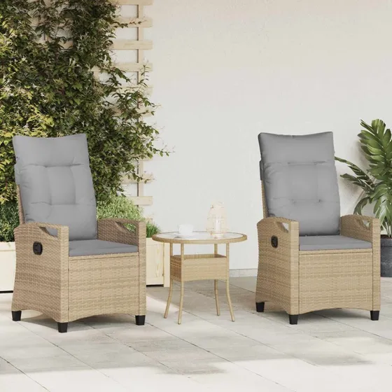 vidaXL Havestol 2 stk Beige/Lys Grå 56 x 60 x 112 cm med Justerbart Ryglæn