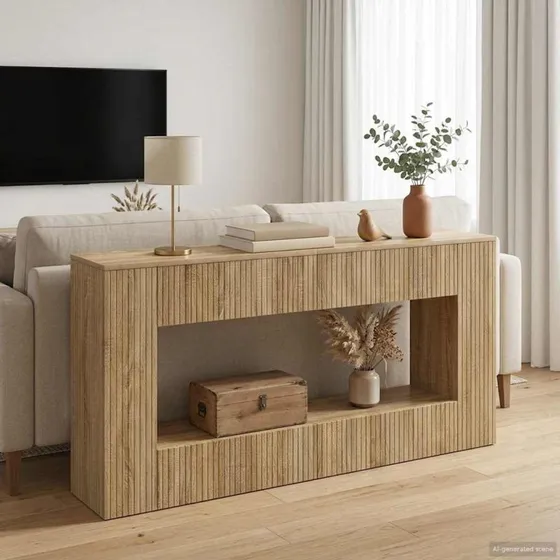 vidaXL Konsolbord Stribet Sonoma Eg 155x29x74 cm Konstrueret Træ