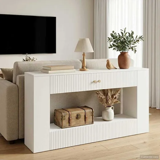 vidaXL Konsolbord Højglans Hvid 155x29x74 cm Konstrueret Træ