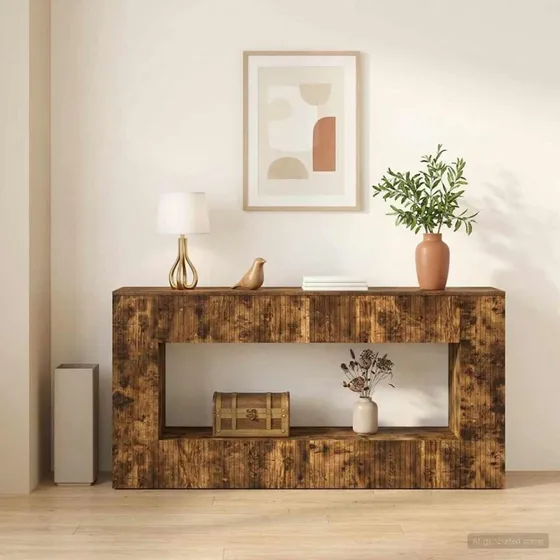 vidaXL Konsolbord Stribet Røget Eg 155x29x74 cm Konstrueret Træ