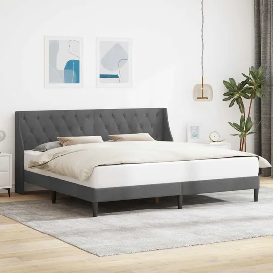 vidaXL Sengestel med Hovedgærde, Mørkegrå, 180 x 200 cm