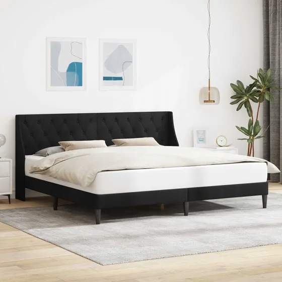vidaXL Sengestel med Hovedgærde, Sort, 180 x 200 cm