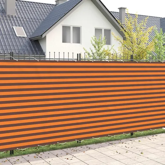 vidaXL Balkon Afskærmning 180 x 400 cm Stof med PU-belægning, stribet orange/brun