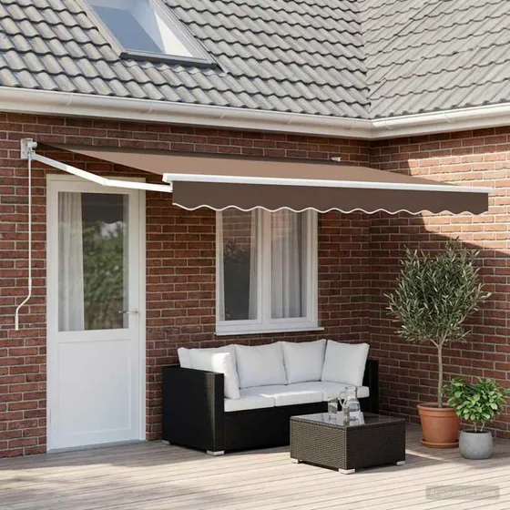 vidaXL Udtrækkelig Markise 5x3 m Gråbrun 100% Polyester & Aluminium