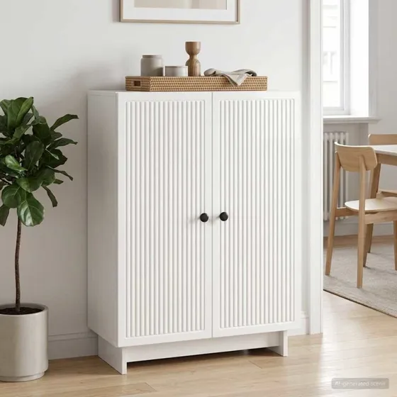 vidaXL Sideboard Hvid Højglans 66 x 34,5 x 90 cm Konstrueret Træ