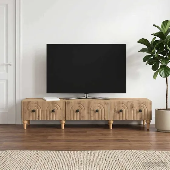 vidaXL Artisan-Eg TV-skab 147 x 34,5 x 30 cm med 3 skuffer