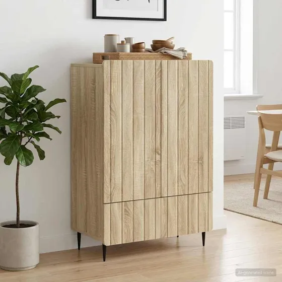 vidaXL Sideboard Sonoma-eg 66 x 34,5 x 97 cm Konstrueret Træ