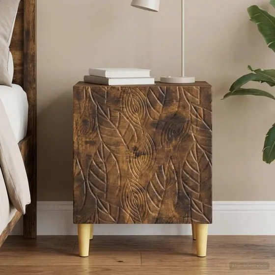 vidaXL Sengebord Røget Eg 43 x 34,5 x 50 cm Konstrueret Træ