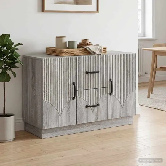 vidaXL Sideboard Grå Sonoma-Eg 89 x 34,5 x 57 cm Konstrueret Træ