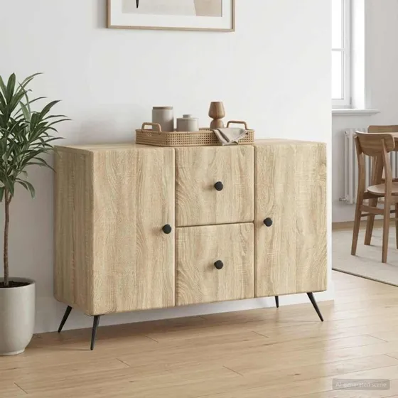 vidaXL Sideboard Sonoma-eg 89 x 34,5 x 60 cm Konstrueret Træ