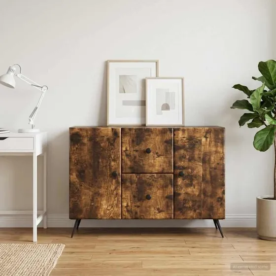 vidaXL Sideboard med skuffer, røget eg, 89 x 34,5 x 60 cm