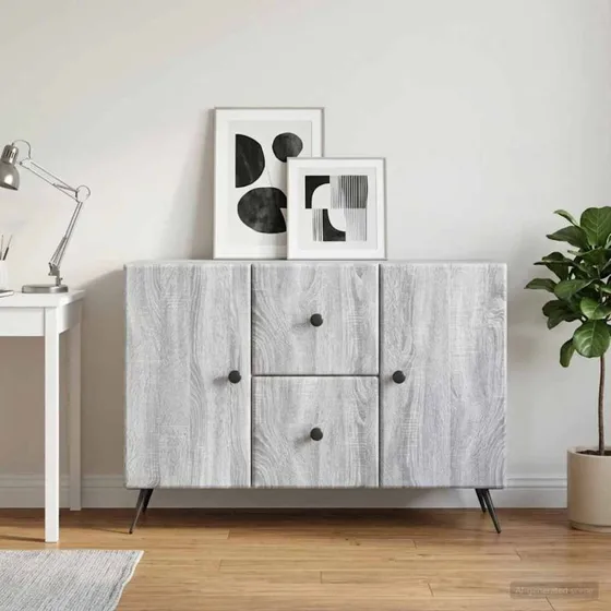 vidaXL Sideboard Grå Sonoma-Eg 89 x 34,5 x 60 cm Konstrueret Træ