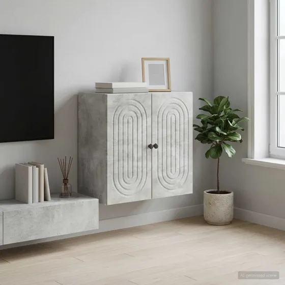 vidaXL Vægmonteret Skab Betongrå 59x31x60 cm Konstrueret Træ