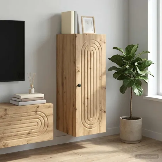 vidaXL Vægmonteret Skab Artisan-eg 33 x 34,5 x 90 cm Konstrueret Træ